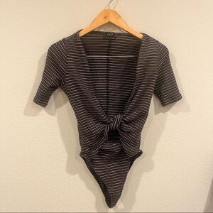 Urban Outfitters Out From Under stripe tie front bodysuit size small